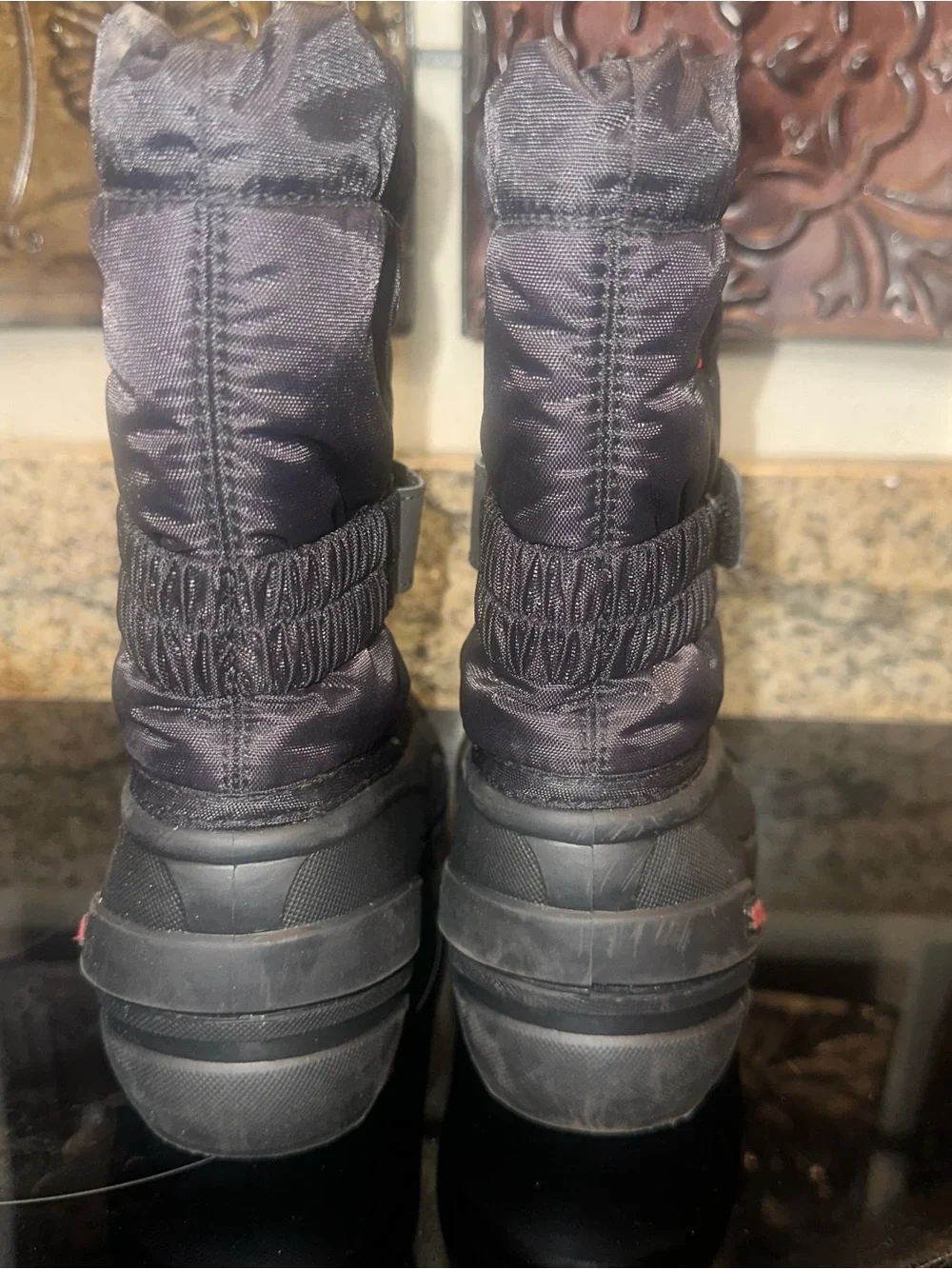 Sorel Size 9 Black/Red Youth Flurry Big Kid Winter Waterproof Snow Boots Velcro